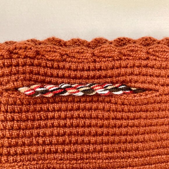 Handcrafted Woven Crossbody Tote Bag In Rust W/Multi-Colored Tassels | Unisex - Picture 8 of 12